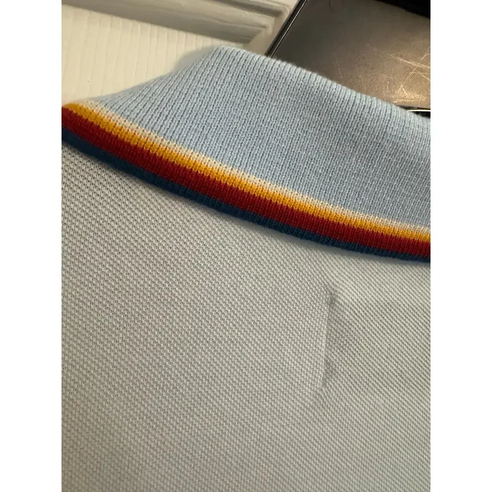 Penguin by Muningswear 100% Cotton Polo Light Blue Rainbow Collar XL - Picture 6 of 8